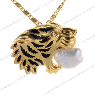 Carrera Y Carrera 18K Yellow Gold and Pearl Tiger Necklace
