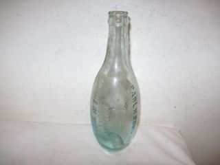 Antique Carl H Schultz Green 10 Pin Bottle Dated 1868