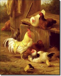 Hughes Country Life Roosters Art Ceramic Accent Tile