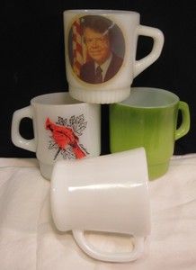   King Mugs Green Milk White D Handle President Jimmy Carter HTF
