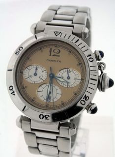 cartier pasha rare dial chronograph stainless watch