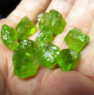 Arizona Peridot Faceting Rough, 97ctw, 10 stones, Largest About 12 x 