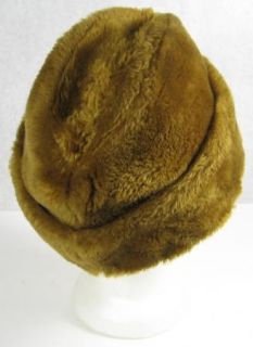 Vintage Warm Brown Caramel Faux Fur Envelope Fedora Hat Union Made w 