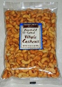 TRADER JOES ROASTED and SALTED WHOLE CASHEWS   16 oz (454 g )