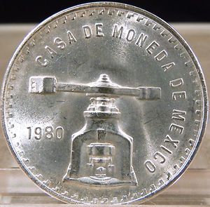 1980 unc. casa de moneda de Mexico 1 troy ounce silver onza coin like 
