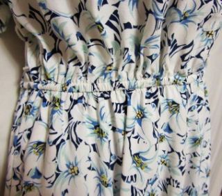 Carol Anderson Sz 10 Navy White Floral Print Shirtwaist Short Sleeve 