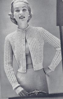 Vintage Knitting Pattern Knitted Beaded Cardigan Sweater Knit Shortie 