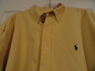 Ralph Lauren Long Sleeve Button Front Blake Yellow Shirt Size XL