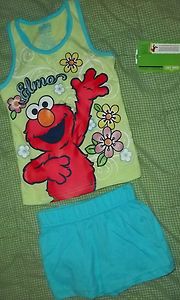 Girls Sesame Street Elmo size 3 3T 2 piece top short outfit CUTE NEW 