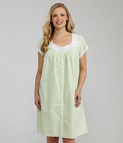 NWT Eileen West LARGE Sweet on You Cotton Blend Seersucker Nightgown 