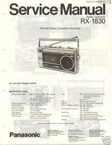 Original Service Manual Panasonic RX 1830 Radio Cass