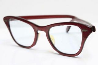   RED Laminate Woodgrain Eyeglasses Frame Cateye Cat Eye Womens 1950s