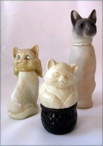 lot of 3 avon different cat shaped perfume bottles