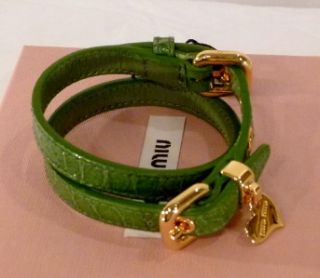 MIU MIU by PRADA BRACELET leather wristlet braclet DOUBLE WRAP ~ HEART 