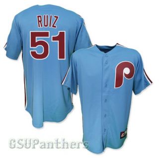 Carlos Ruiz Philadelphia Phillies COOPERSTOWN Blue Away Jersey SZ (M 