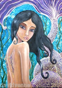 Cary Cameron Purple Mystery Mermaid Canvas ACEO Print