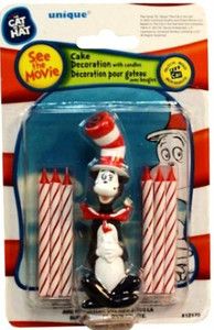 New Dr Seuss Cat in The Hat Birthday Party Cake Topper and 6 Candles 