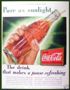 1932 Open Coca Cola Bottle in Hand Attr to F Mizen Ad