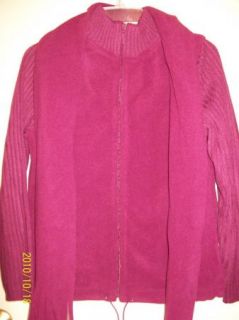 Carolyn Taylor Ladies Fleece Jacket Scarf Red Plum S