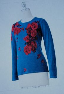 50 Very Beautiful Cathy Daniels Floral Sweater 2 Sizes Large x Large 