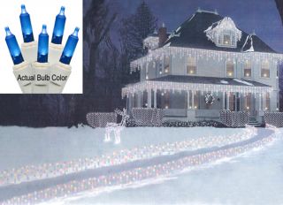 SET OF 150 BLUE PATH CICLES MINI CHRISTMAS LIGHTS   WHITE WIRE