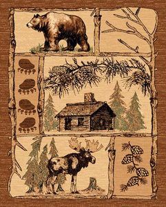 Lodge House Bear Moose Western Theme 4x6 Area Rug Carpet Great Gift 