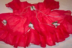 TODDLER GIRLS FANCY HOLIDAY DRESS 3 MONTHS EUC RED WHITE FLOWERS VERY 