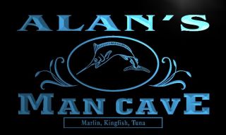 X0091 TM Alans Man Cave Fishing Custom Personalized Name Neon Sign 