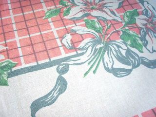 Vtg Tablecloth Pink French Ribbons Bows Lily Paris Apartment Garden 