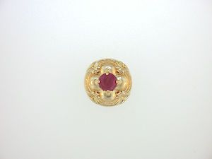 14KY Round Ruby Slide Charm for Bracelet Estate Jewelry