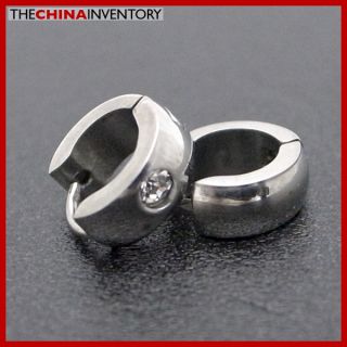 Stainless Steel Earrings Cartilage CZ Huggie Hoop E4014