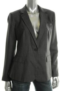 DKNY New Glen Plaid Suit Jacket Black Wool Misses 12