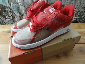 NIKE WOMENS TRANSPARENT RED AIR FORCE ONE ATHLETIC SHOES SIZE 8 5 NEW