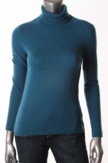 Charter Club New Blue Cashmere Ribbed Long Sleeve Turtleneck Sweater L 