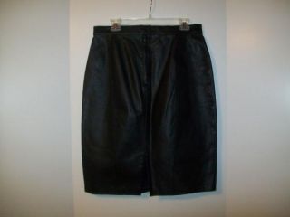 Cedars Black Knee Lenth Leather Pencil Skirt Ladies Size 14 NEW