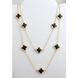 Designer Inspired Gold Chain 36 Clover CZ Necklace Fashion Jewelry 