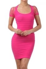 Pink Celebrity Style Body Con Bandage Dress Tunic Top Size Free Fits 