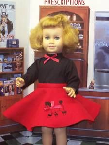 Red Poodle Skirt Black Turtleneck Fits Chatty Cathy