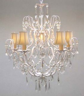   SHADES/WHITE/C/3033/5 Wrought Iron WROUGHT IRON CHANDELIER WITH SHADES