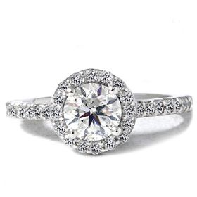 SI 1 55ct 1 Carat Center Diamond Engagement Ring Pave Halo Vintage 