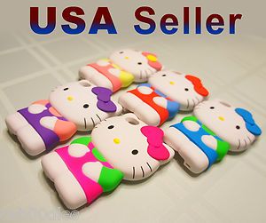 Hello Kitty Case Cover Skin For iPhone 4 4S 3D Cute Soft Silicone 