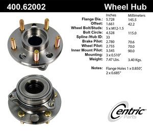 Centric 400 62002 Front Wheel Bearing
