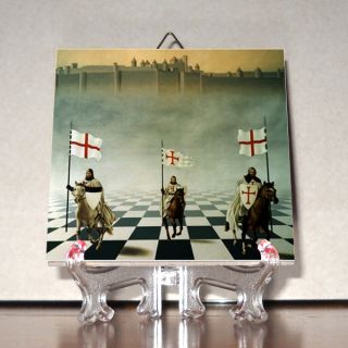 Knights Templar with Castle Ceramic Tile Hand Made HQ Masonic 