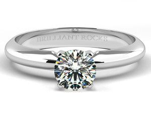    Solitaire Ring Natural Certified 1 Ctw Round E SI1 14K White Gold