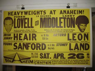 1975 Pedro Lovell vs Larry Middleton Vintage Boxing Poster Anaheim 