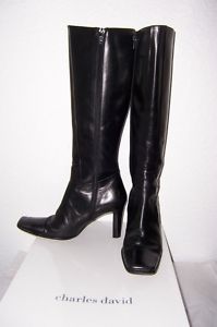 Charles David Black Leather Boots Crazy 6 1 2 $330
