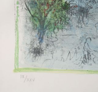 Chagall, Marc, The Eiffel Tower Lovers, Lithograph, Hand Signed, 1960