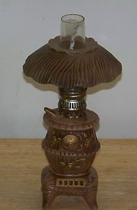 Vintage Western Themed Ceramic Stove Kerosene Oil Lamp