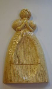 Vintage Ceramic Spoon Rest signed and dated 1981 Gold Straw Color 