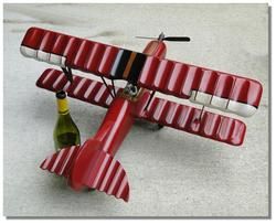 Big Old Sty Wood Hanging Airplane Bi Winged Red Baron Plane Rubber 